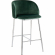 Fran Pleated Waves Counter Stool in Chrome & Green Velvet (Set of 2)